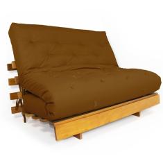 Imagem de Sofá Cama Casal Futon Tokio Caramelo Madeira Maciça Grapia Cor Natural