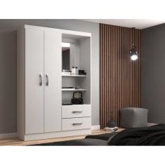 Imagem de Guarda Roupa Capelinha Solteiro 2 Portas 2 Gavetas Premium Branco