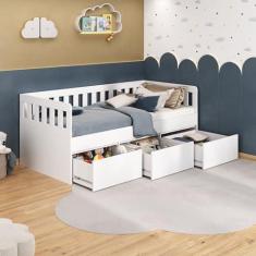 Imagem de Cama 3 Gavetas Infantil/juvenil 8308 Branco