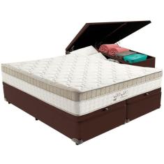 Imagem de Cama Box Baú Marrom E Colchão King Best Molas Ensacadas King 193x203x33 Anjos
