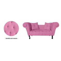 Imagem de Recamier Decorativo Divã Dubai Suede Rosa Pés Madeira Ms Decor - Não I