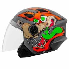 Imagem de Capacete Moto Aberto Coyote  New Three Elite Brilho Pro Tork, CINZA, 5