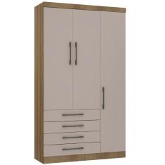 Imagem de Guarda Roupa Modulado 132cm 3 Portas E 4 Gavetas Paris Luciane Móveis Avelã Pf Com Cinammon Pf