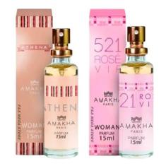 Imagem de Kit 2 Perfume Athena 521 Vip Rose Feminino Amakha Paris 15ml