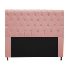 Imagem de Cabeceira Estofada Cristal 160 cm Queen Size Com Strass Suede Rosê - Doce Sonho Móveis