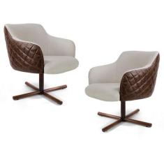 Imagem de Kit 02 Poltronas Decorativas Jade Base Xis Giratória C-107 Corano Tres