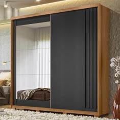 Imagem de Guarda Roupa com Espelho Zeus Freijó/Cinza