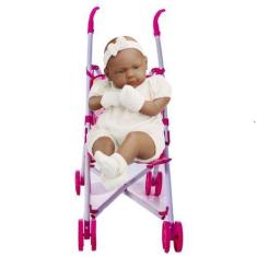 Imagem de Boneca Bebê Reborn Real Negra 5078 Com Certidão E Carrinho - Roma