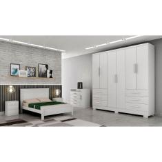 Imagem de Guarda Roupa Solteiro com Pés 6 Portas 6 Gavetas - Berlim-Branco - Móveis Novo Horizonte