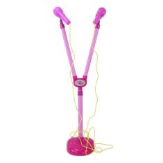 Imagem de Microfone Infantil Duplo Emite Som E Luzes Rosa- Mega Star