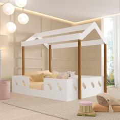 Imagem de Cama Casinha Infantil Montessoriana Isa Branca E Mel Branco