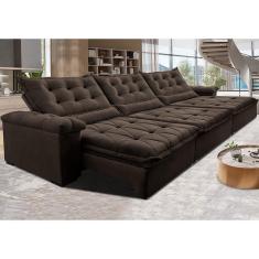 Imagem de Sofá Retrátil E Reclinável 4,15M Cama Inbox Big Fresh Com Softgel D40 Velupluma Café