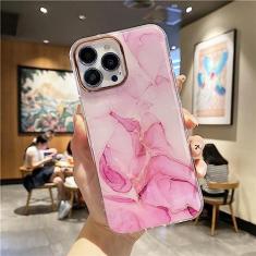 Imagem de Capa de padrão de mármore de pintura de luxo para iPhone 11 12 Pro 13 Pro Max Capa de telefone acrílico transparente à prova de choque, capa de mármore rosa, para 12 Pro Max