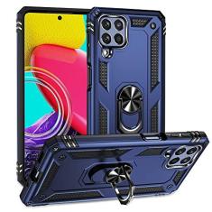 Imagem de SORAKA Capa para Samsung Galaxy M53 5G com suporte de anel capa armadura para Samsung Galaxy M53 5G capa traseira de policarbonato rígido com placa de metal para celular magnético suporte de carro