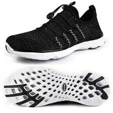 Imagem de DLGJPA Tênis feminino leve de secagem rápida Aqua Water Tênis esportivo para caminhada, 19009preto e branco, 35