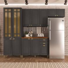 Imagem de Cozinha Modulada Compacta 4 Peças 12 Portas 2 Gavetas Paris Cinza