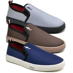 Imagem de Kit 3 Pares Tênis Slip On Masculino Lona Dia a Dia Casual - Polo Blu, 