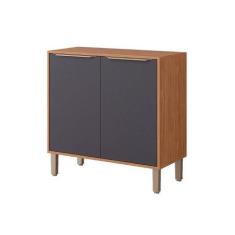 Imagem de Balcão Cozinha p/ Cooktop Divina c/ 2 Portas 80cm Freijo/Titanium - MG