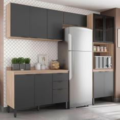 Imagem de Cozinha Completa Firenze 11 Portas 2 Gavetas Avena Touch/Grafito - Demóbile