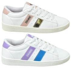 Imagem de Tênis Casual Star Move Feminino Kit Dois Pares Original, Branco nude, 