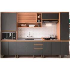 Imagem de Cozinha Completa Thela Macadâmia 6 Peças (2Aéreos+2Balcões+2Paneleiros