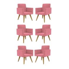 Imagem de Kit 06 Cadeiras Poltronas Decorativa - Escritório - Recepção Cor:rosa