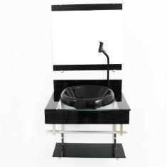Imagem de Gabinete Com Cuba Para Banheiro De Vidro 60Cm Inox  - 