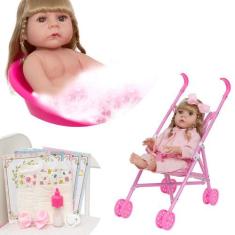 Imagem de Boneca Reborn Loira Enxoval Com Carrinho Envio Imediato - Cegonha Rebo
