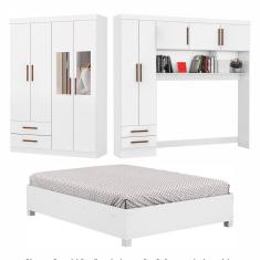 Imagem de Guarda-Roupa Casal Modulado 5 Portas com Cama Hercules 4 Portas 4 Gavetas com Espelho