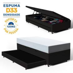 Imagem de Cama Box Baú com Colchão de Espuma D33 ConfortLuck + Auxiliar Unique Solteiro 88cm