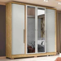 Imagem de Guarda-Roupa Casal Monaco 4 Portas 2 Gavetas Com Espelho Marrocos/Off