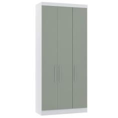 Imagem de Guarda Roupa Modulado 101,50cm 3 Portas Alpes Luciane Móveis Branco Pf Com Verde Pf