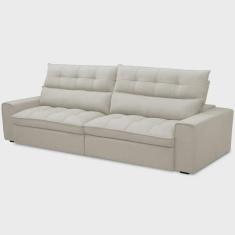 Imagem de Sofá Retrátil Reclinável Para Sala de Estar Living 250cm Dimas F04 Veludo Bege - Lyam Decor