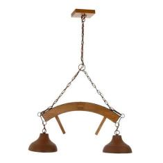Imagem de Lustre Pendente Rústico Madeira Estância 2 Lâmpadas  (Oxidado) Madelustre