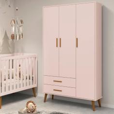Imagem de Guarda Roupa Infantil 3 Portas Isis Rosa