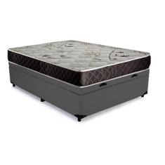 Imagem de Cama Box Baú Casal Conforto Sintético Cinza + Colchão Casal Conforto Espuma D33 Com EPS 24x138x188
