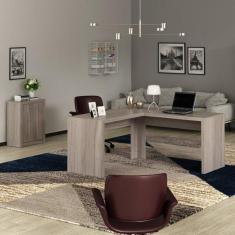 Imagem de Kit 2 Pe as Com Mesa Para Escrit rio Em L E 1 Balc o 2 Portas
