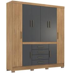 Imagem de Guarda Roupa Casal Demóbile New Realce 8 portas 04 gavetas com pés Amendola Touch Grafito