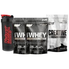 Imagem de Kit 2x Whey 900g + Creatina Pura 1kg + Coqueteleira Nutrex - Nutrex Re