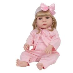 Imagem de Boneca Reborn Bebê Loira Realista Com Pijama 13 Acessórios