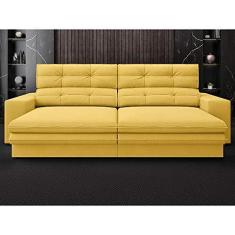 Imagem de Sofá Pegasus 2,50m Assento Retrátil e Reclinável Velosuede Canário - Netsofas
