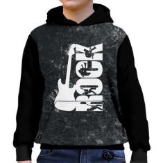Imagem de Moletom Rock N Roll Infantil Guitarra Unissex Blusa Canguru - Alemark