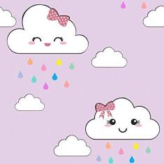 Imagem de Papel de Parede Nuvens Cute Lilás