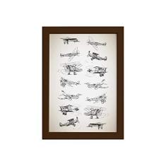 Imagem de Quadro Vintage Moldura Marrom Aviões 33x43cm