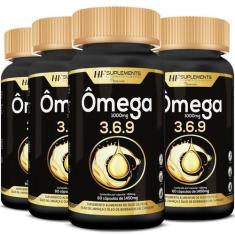 Imagem de 4X Omega 3 6 9 60Caps Peixe Linhaça Borragem Hf Suplements