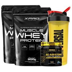 Imagem de Kit 2X Whey Muscle Whey 900G - Xpro + Pré-Treino Gladiator 150G -Preto