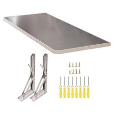 Imagem de Mesa flutuante dobrável, mesa de jantar dobrável montada na parede de aço inoxidável 304 para estudo em casa e escritório(Punch,80CM/31.49IN_30CM)