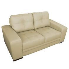Imagem de Sofá 2 Lugares Sala de Estar Milano 170cm Couro Bege - Gran Belo