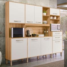 Imagem de Cozinha Compacta Hortelã 8 Portas 2 Gavetas Freijó/off White Cristal -