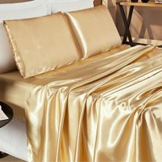 Imagem de Jogo Cama Casal Queen Size Imperial Seda Alto Brilho Super - De Luca E